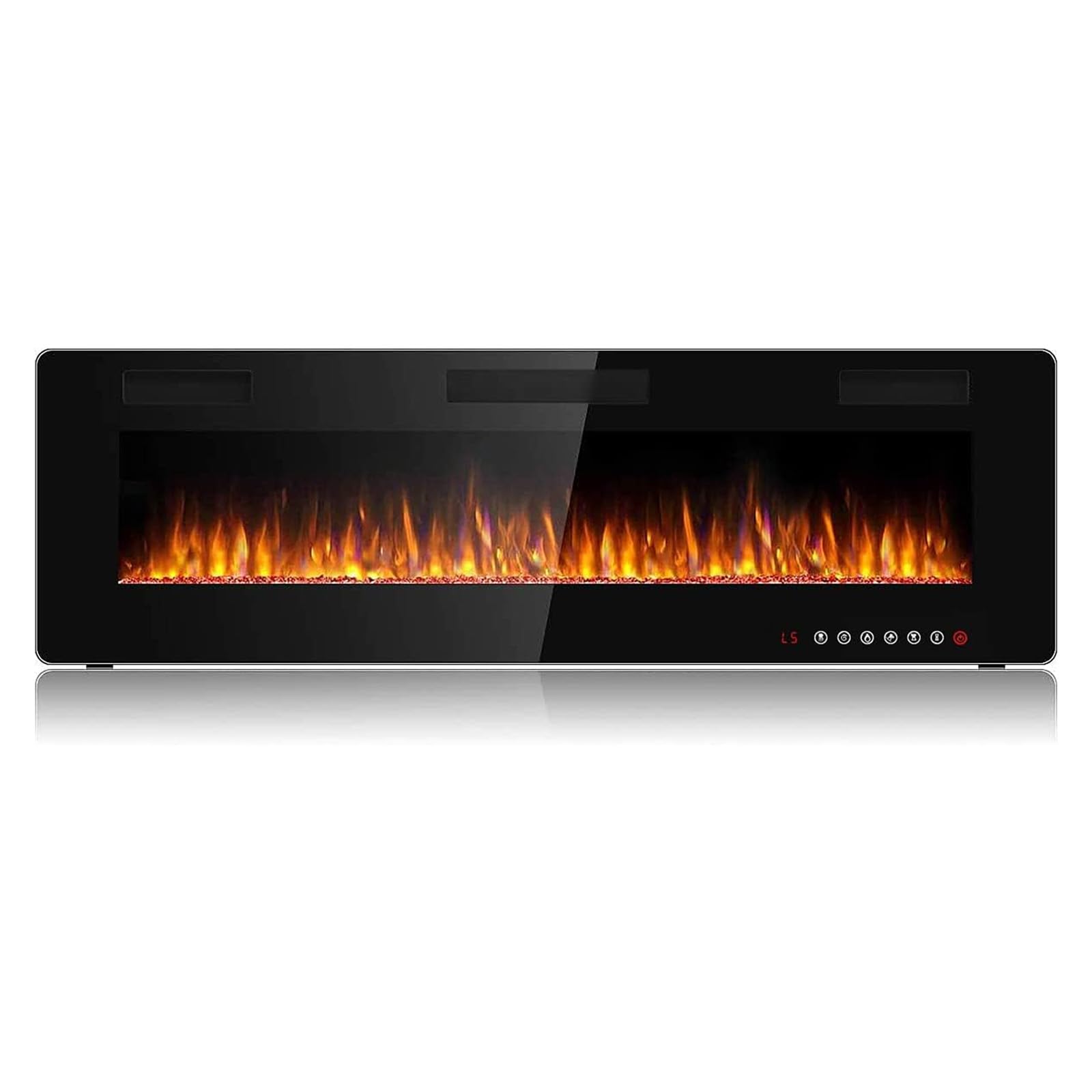 Bossin 60 Inch Ultra Thin Silence Linear Electric Fireplace, Recessed Wall Mounted Fireplace, Fit For 2 X 4 And 2 X 6 Stud, 12 A