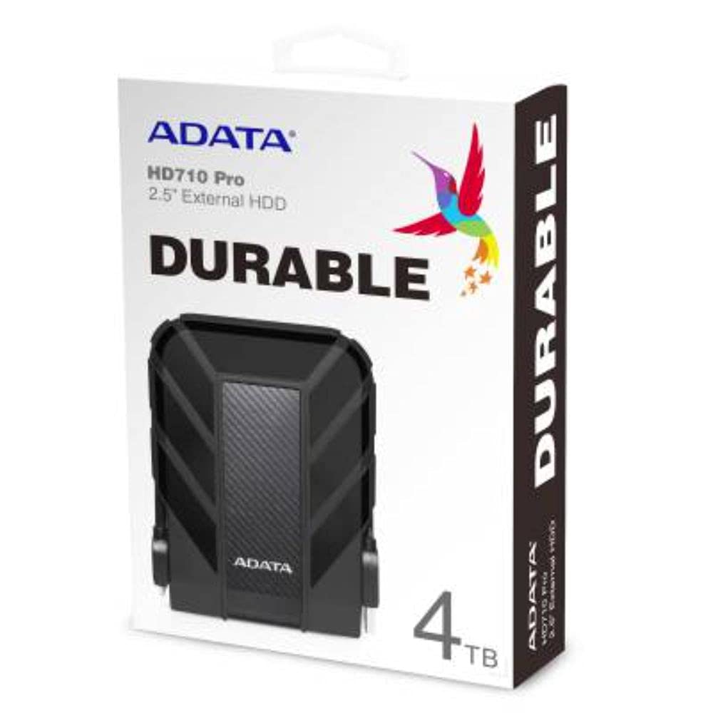 Adata Hd710 Pro 4Tb Usb 3.1 Ip68 Waterproof/Shockproof/Dustproof Ruggedized External Hard Drive, Black (Ahd710P-4Tu31-Cbk)