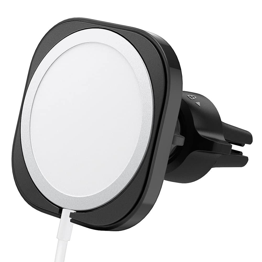 Spigen Mag Fit Phone Holder Car Mount Designed For Magsafe Compatible Iphone 16 Pro Max, 16 Pro, 16 Plus, 16 (Charger Not Included) (Requires Usb C Car Charger)   Black