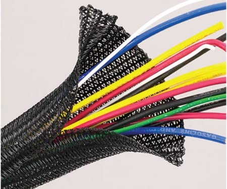 1/4 Inch F6 Wrap-Around Braided Sleeving- 10Ft- Black