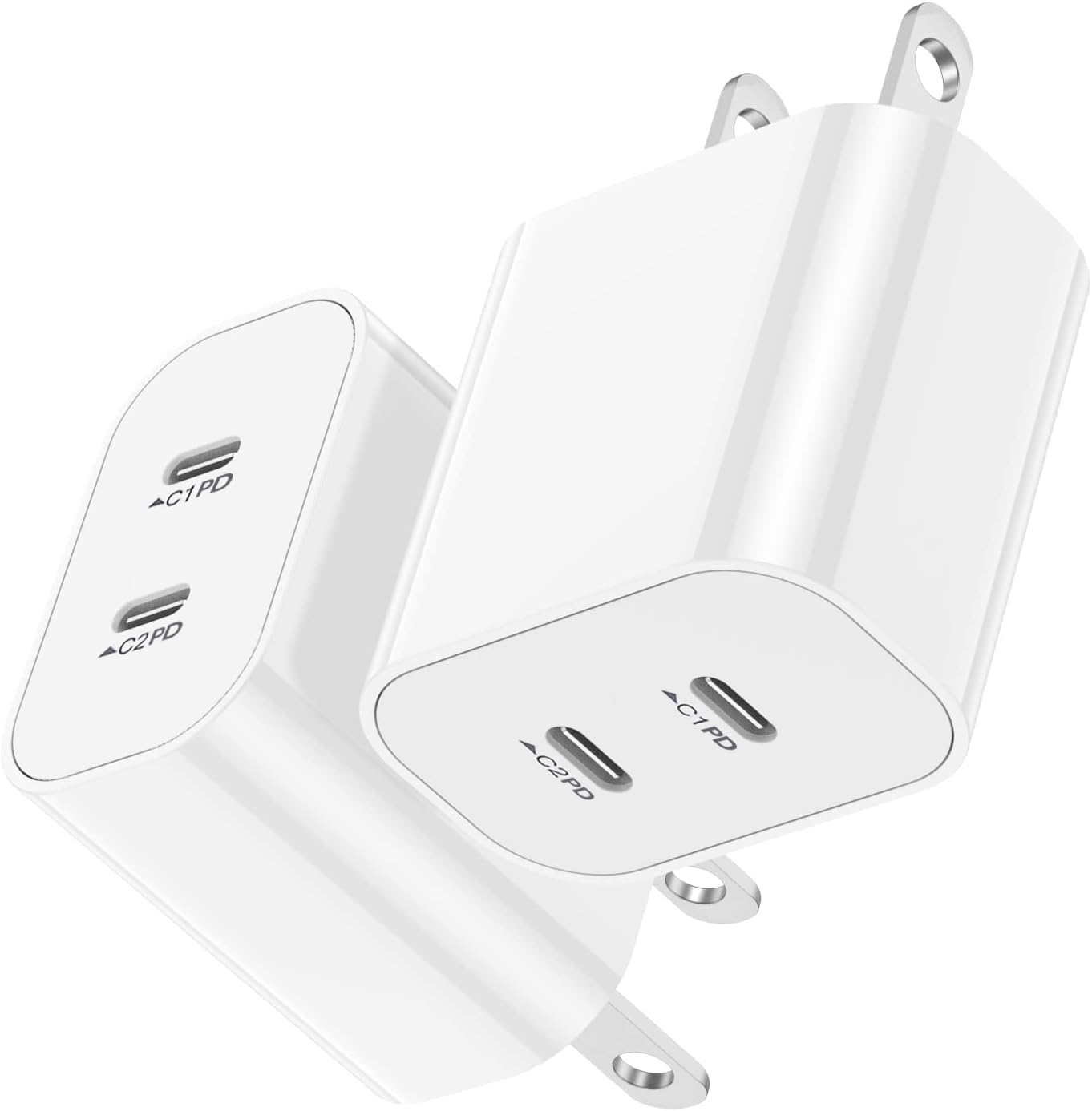 Usb C Fast Charger Block,Usb C Charging Block 2 Pack Type C 2In1 Dual Ports Plug Wall Charger, Fast Type C Charger For Iphone 16/16E/16 Plus/16 Pro/16 Pro Max/15 Pro Max/14/13/12/11/Xs Max/Xr/X,Ipad