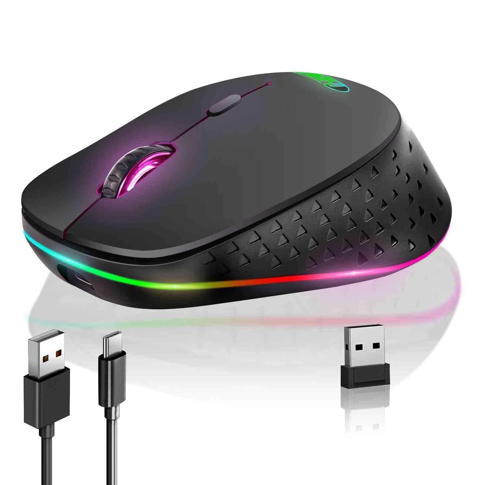 Urbanx Dual Mode Wireless Mouse   Bluetooth & 2.4Ghz Connectivity   Rechargeable, Energy Efficient Design For Asus Tuf Gaming Laptop, Pc, Mac, I Pad   Black