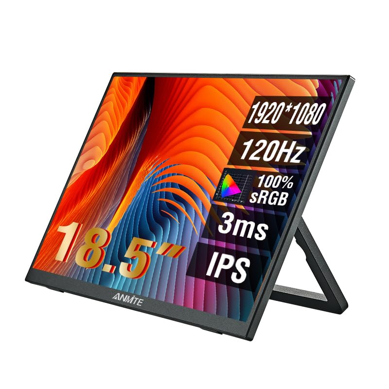 Anmite Portable Monitor for Laptop 18.5 Inch 100HZ Computer Gaming Display Metal Enclosure Mobile Display External Display for X