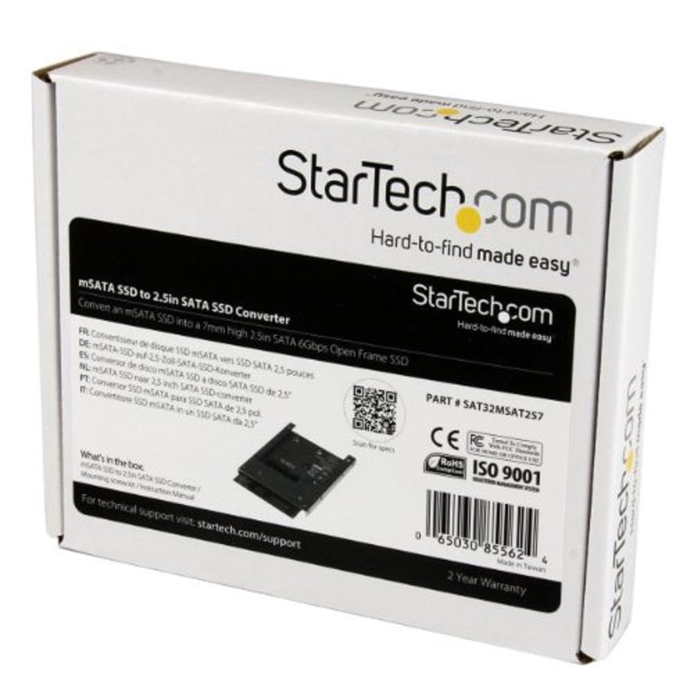 Startech.Com Msata Ssd To 2.5In Sata Adapter Converter   Msata To Sata Adapter For 2.5In Bay With Open Frame Bracket And 7Mm Dri