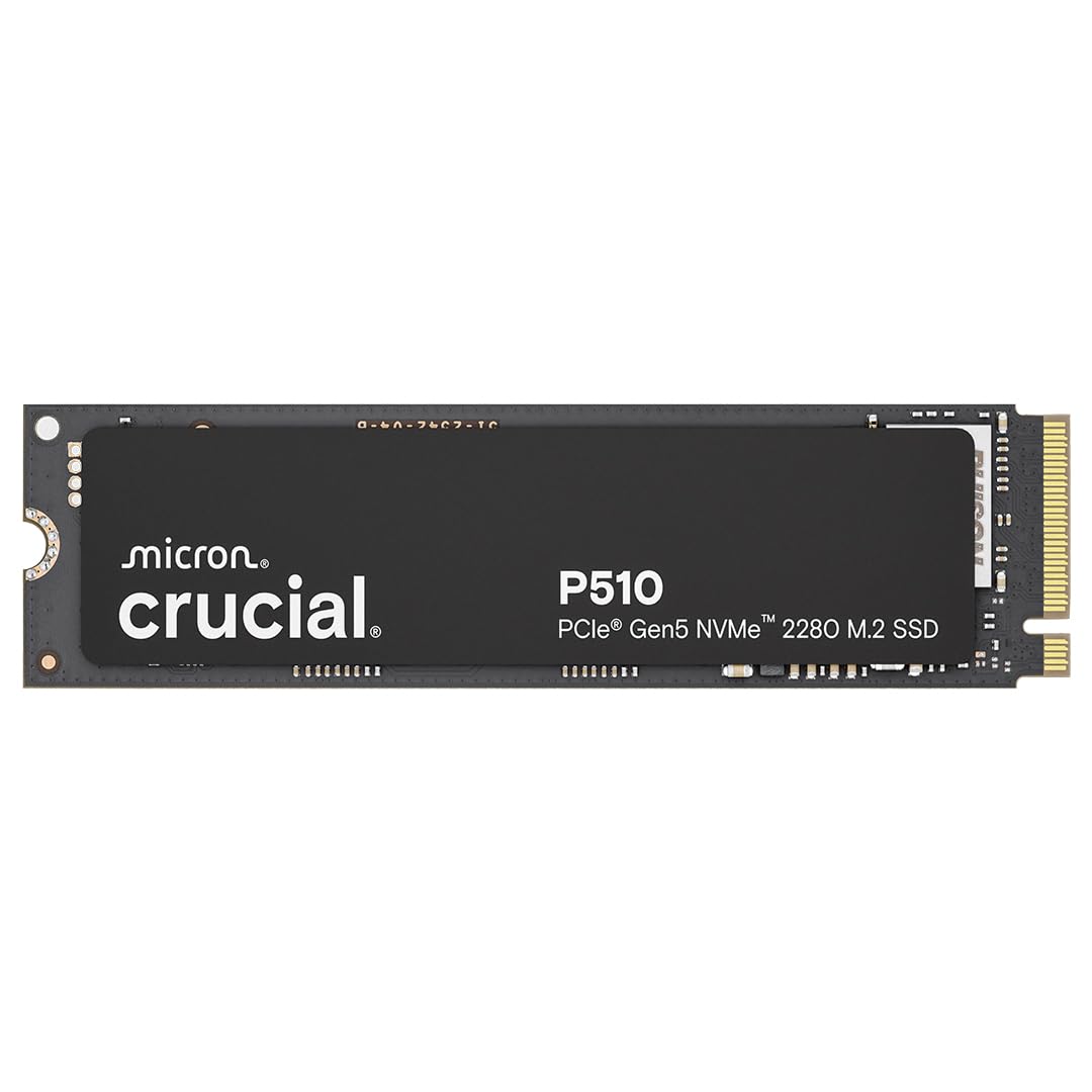 Crucial P510 PCIe Gen5 NVMe 2TB SSD, Up to 10,000MB/s, TLC NAND, Laptop & Desktop (PC) Compatible, for Gamers & Creatives, Solid