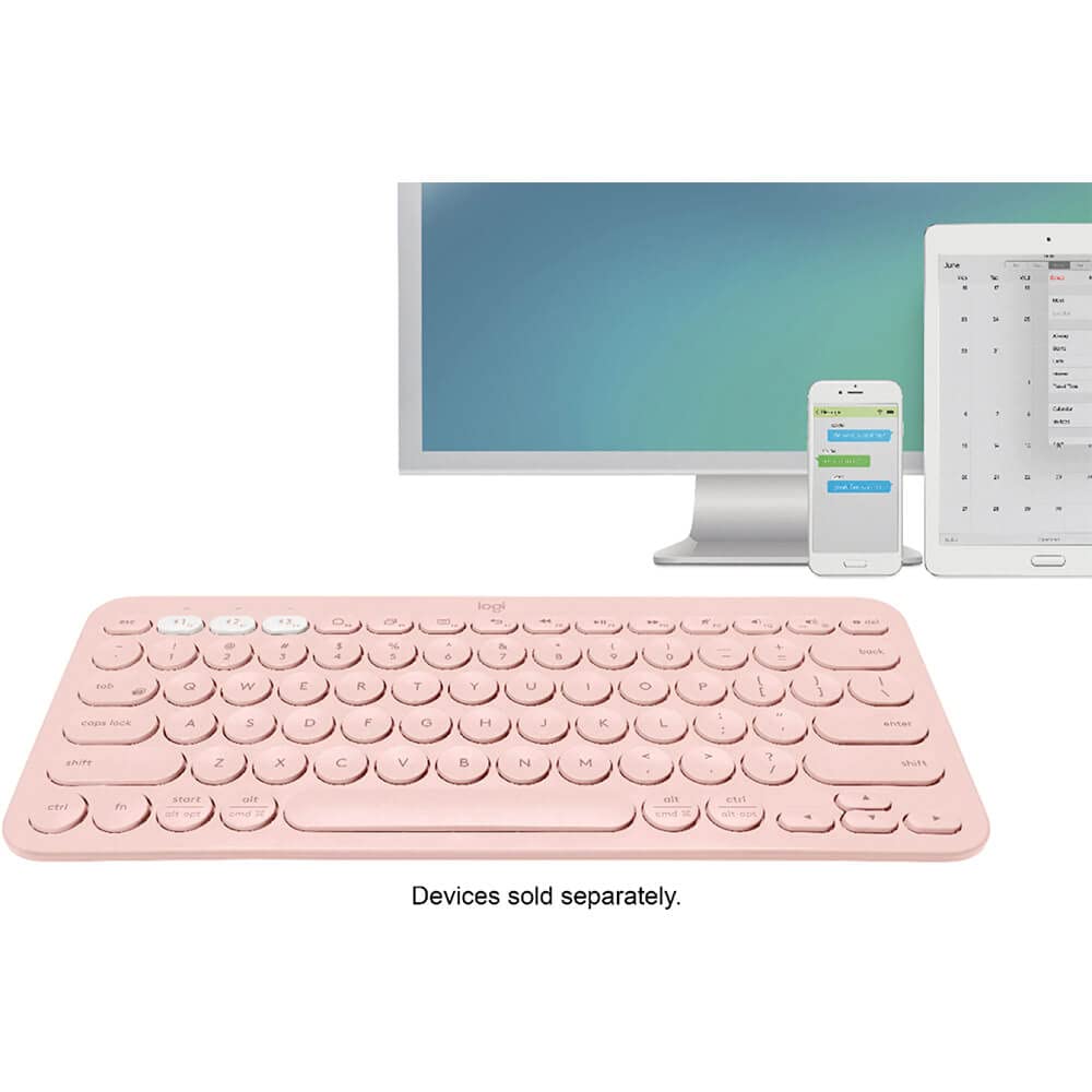 Logitech K380 Pebble Wireless Multi-Device Keyboard For Windows, Apple Ios, Apple Tv Android Or Chrome, Bluetooth, Compact Space
