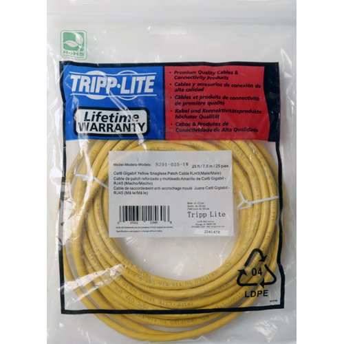 Tripp Lite Cat6 Gigabit Snagless Molded Patch Cable (Rj45 M/M)   Yellow, 50 Ft.(N201 050 Yw)