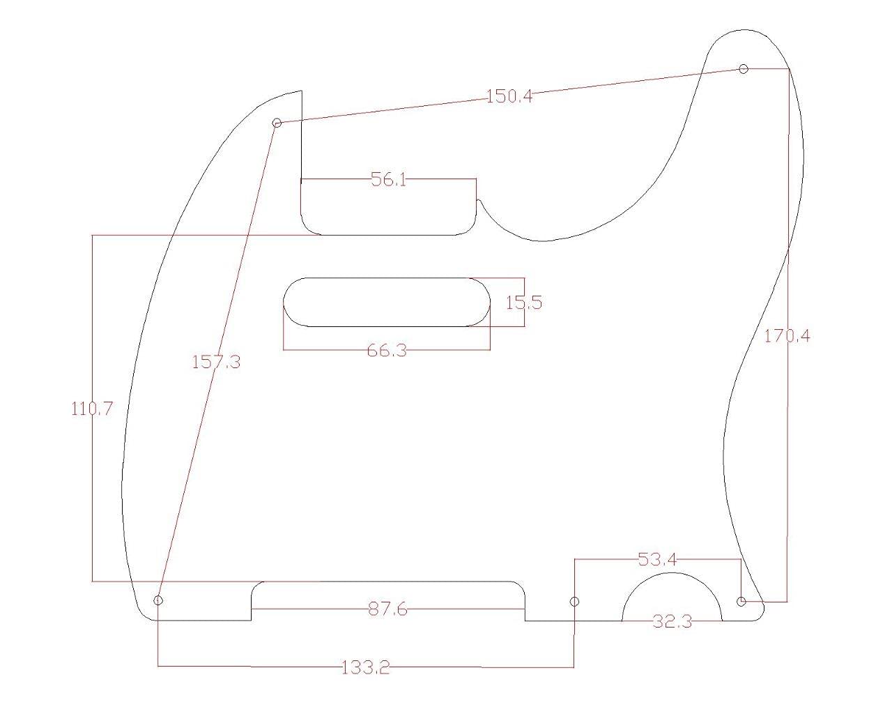 Dopro Metal Aluminum Anodized Vintage 5 Hole Tele Pickguard For American/Mexican Fd Telecaster Black