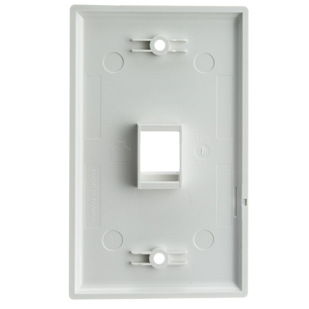 Keystone Wall Plate 1 Port, White (Cat5E, Cat6, Coax (Video), Aux (Cat6 For Data, Ip Phone, Pots Or Other), Single Gang, Cablewh