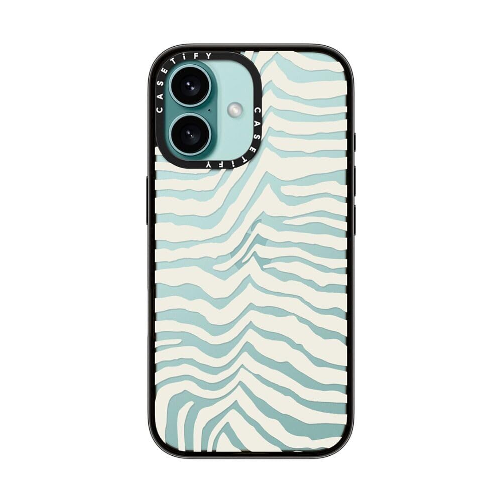 Casetify Compact Case For Iphone 16 [Lightweight / 4 Ft. 2X Military Grade Drop Protection/Slim]   Zebra Stripe   Clear Black