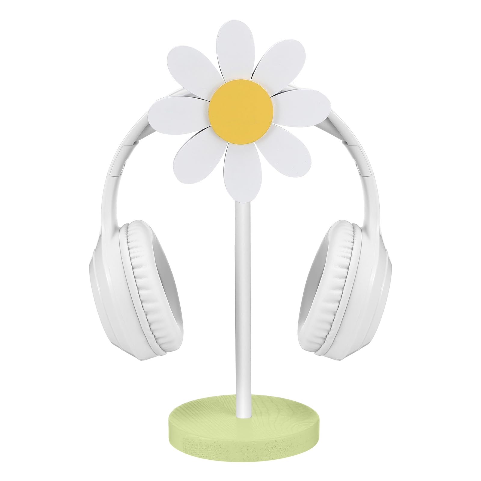 Yookeer Daisy Headphone Stand Cute Headphone Stand Decorative Gamer Gifts for Women Wood Table Decor for Gamer Room Office Desk 
