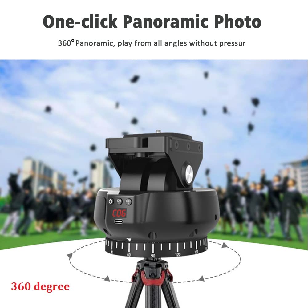 Mcoplus Yt1200 Intelligent Rotation Remote Control Pan Tilt Head, Automatic Motorized Rotating Panoramic Head For Cameras/Smartp