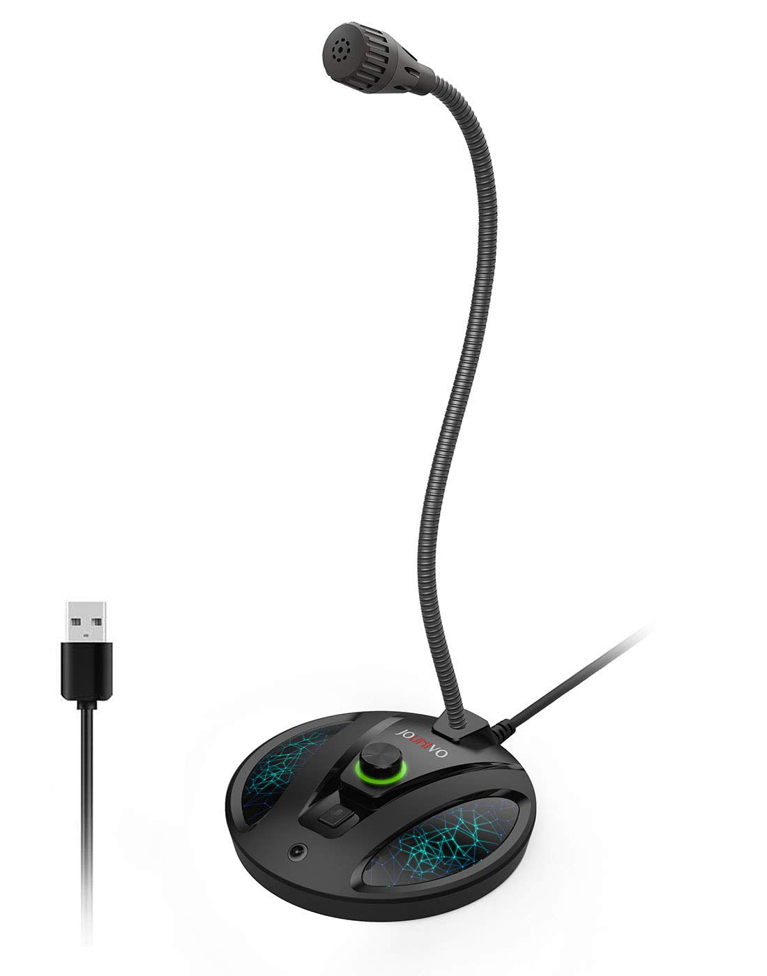 Jounivo Usb Recording Microphone, Computer Pc Podcast Condenser Cardioid Mic With Mute Button & Led Indicator For Laptop, Mac, P