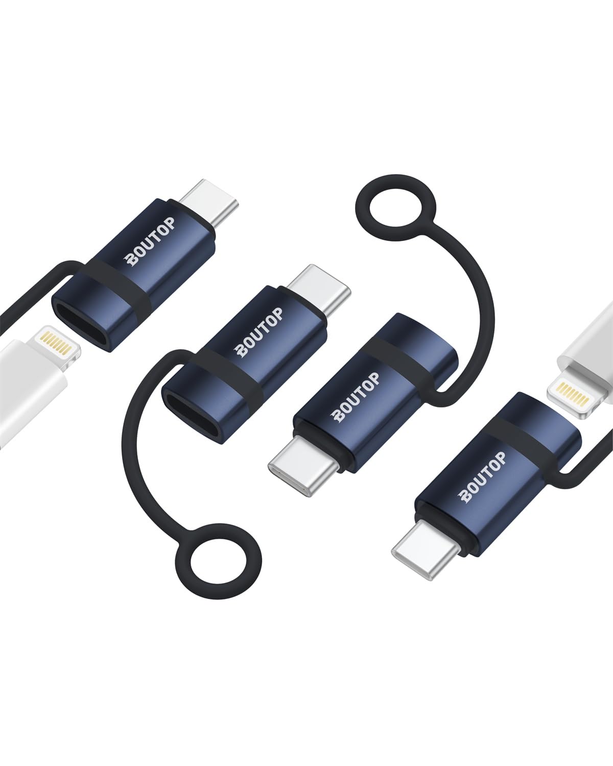 [4 Pack] Lightning To Usb C Adapter, Support 65W Pd Fast Charging Compatible With Iphone 15 Series, With Anti Lost Holder