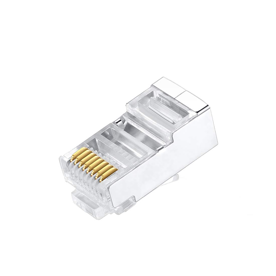Vivoch 50 Pcs Cat6 Rj45 Connectors, Cat6 Rj45 Plugs, Cat6 Metal Shielded Rj45 Ends Ftp 8P8C Modular Network Plug Connector