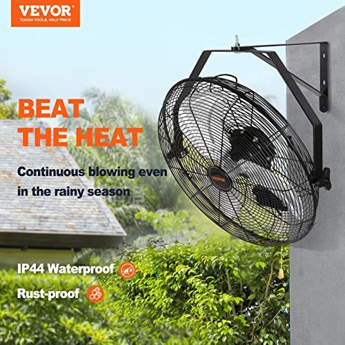 Vevor 18 Inch Wall Mount Fan, 3 Speed Ip44 Waterproof Industrial Wall Fan, Max. 4150 Cfm Wall Mounted Fan For Outdoor, Commercia