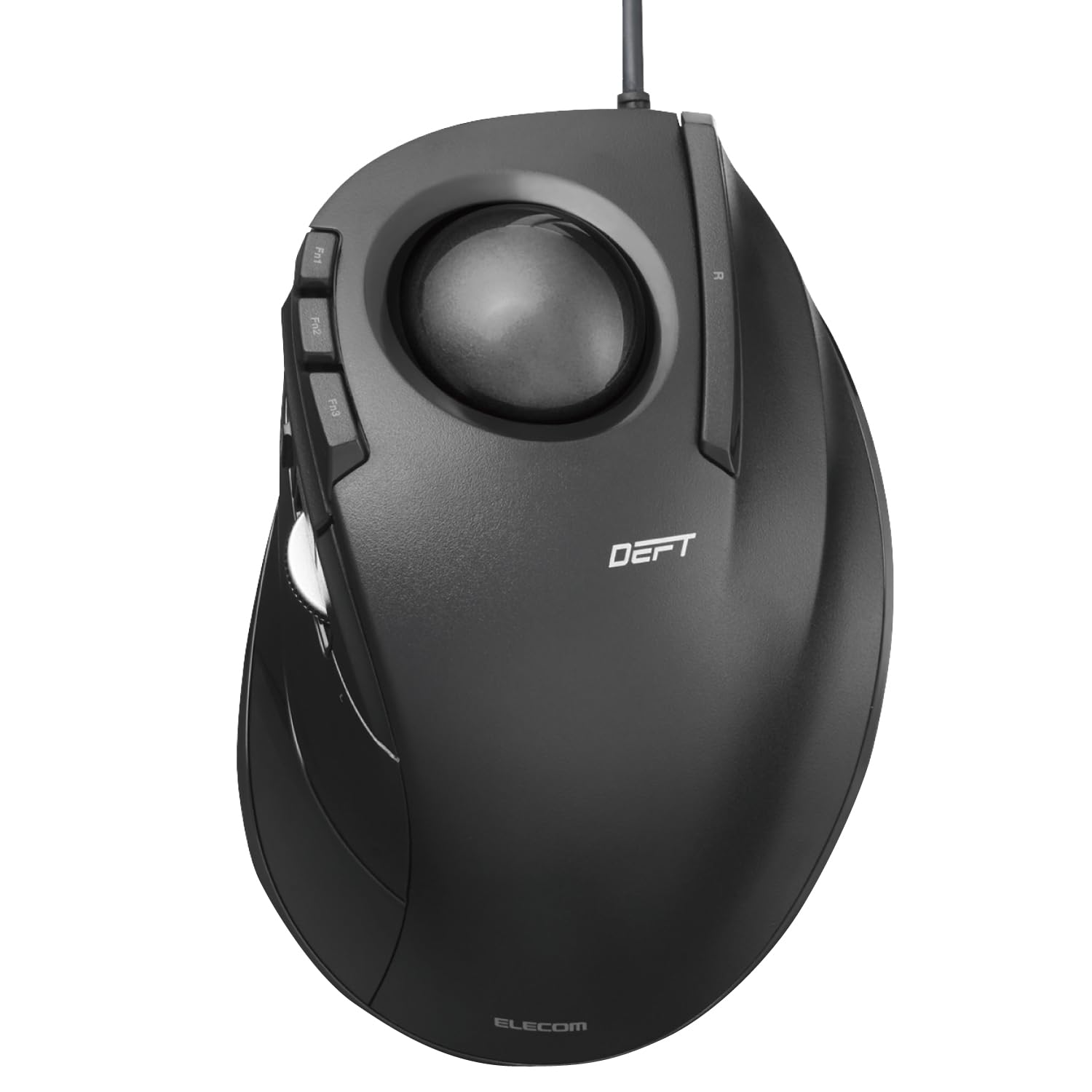 Elecom Deft Trackball Mouse, Wired, Finger Control, 8 Button Function With Smooth Tracking, Ergonomic Design, Windows11, Macos (