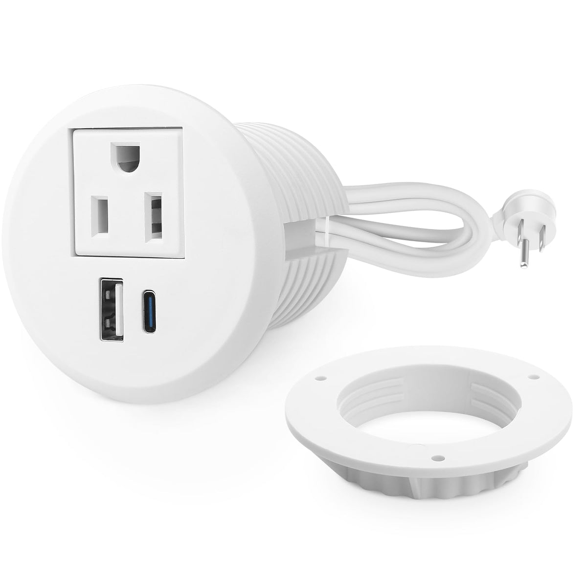 Vilong 2 Inch Desk Power Grommet Outlet, Recessed Power Outlet With 20W Usb C Fast Charging, Flush Mount For Conference Rooms, O