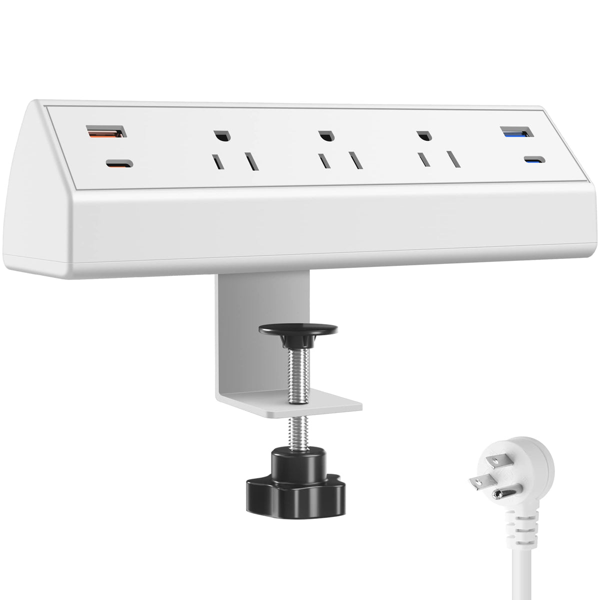 Jgstkcity Desk Clamp Power Strip Usb C,65W Fast Charging Station,Pd 45W & 20W Usb C Charger,Desk Edge Mount Power Strip 4 Usb Po