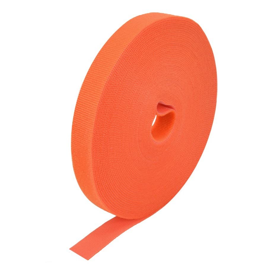 Digitmon 50Ft 0.8'' Width Hook And Loop Fastening Strap Tape Cable Tie Roll (Orange)