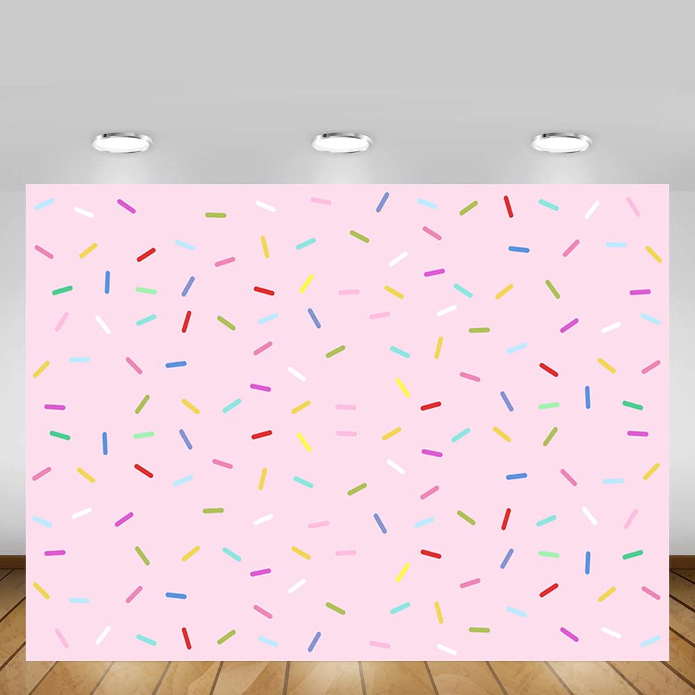 Mehofond Donut Birthday Party Decoration Pink Girl Baby Shower Banner Photo Studio Background Sprinkles Donut Grow Up Confetti P