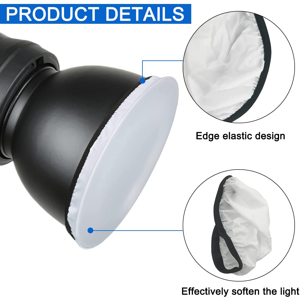 4 Pieces Light Diffuser Sock Findtop Lamp Socks Cover Cloth Soft White Diffuser Lamp Cover For Ring Light Flash Light (7 Inch/18