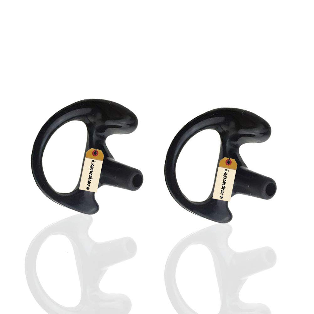 Lsgoodcare 10Pcs Replacement Earmold Earbud Left Ear Piece Compatible For Motorola Kenwood Midland Two Way Radio Acoustic Coil Tube Earpiece   Silicone Walkie Talkie Earmould Ear Buds Black Small