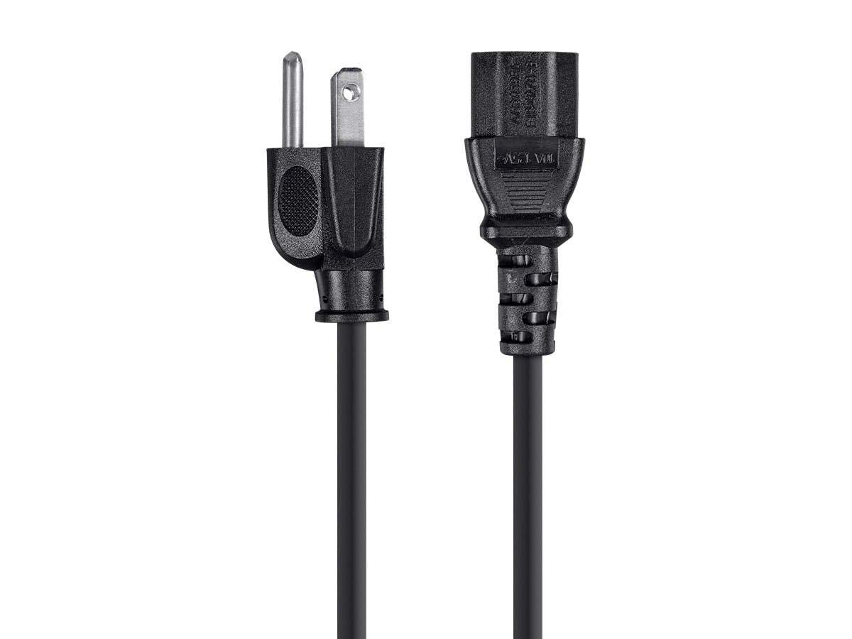 Monoprice 3Ft 16Awg Power Cord Cable W/ 3 Conductor Pc Power Connector Socket (C13/5 15P)   Black