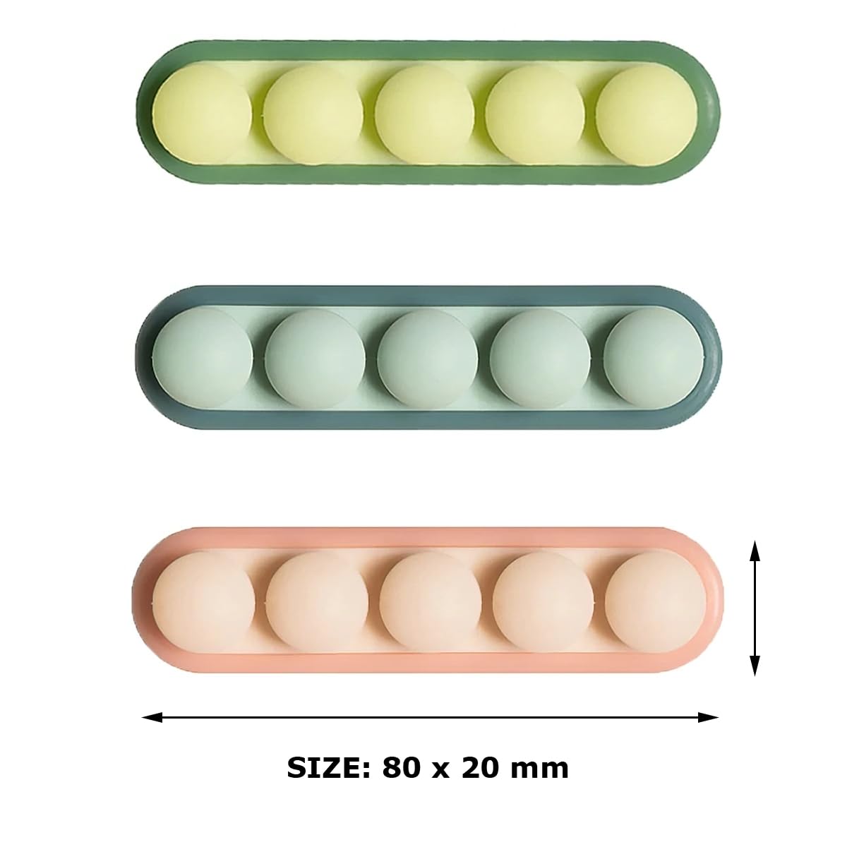 COOCAT Pea Cable Clips USB Organizer CC-PCOK03 Yellow Green Pink 3 Pack