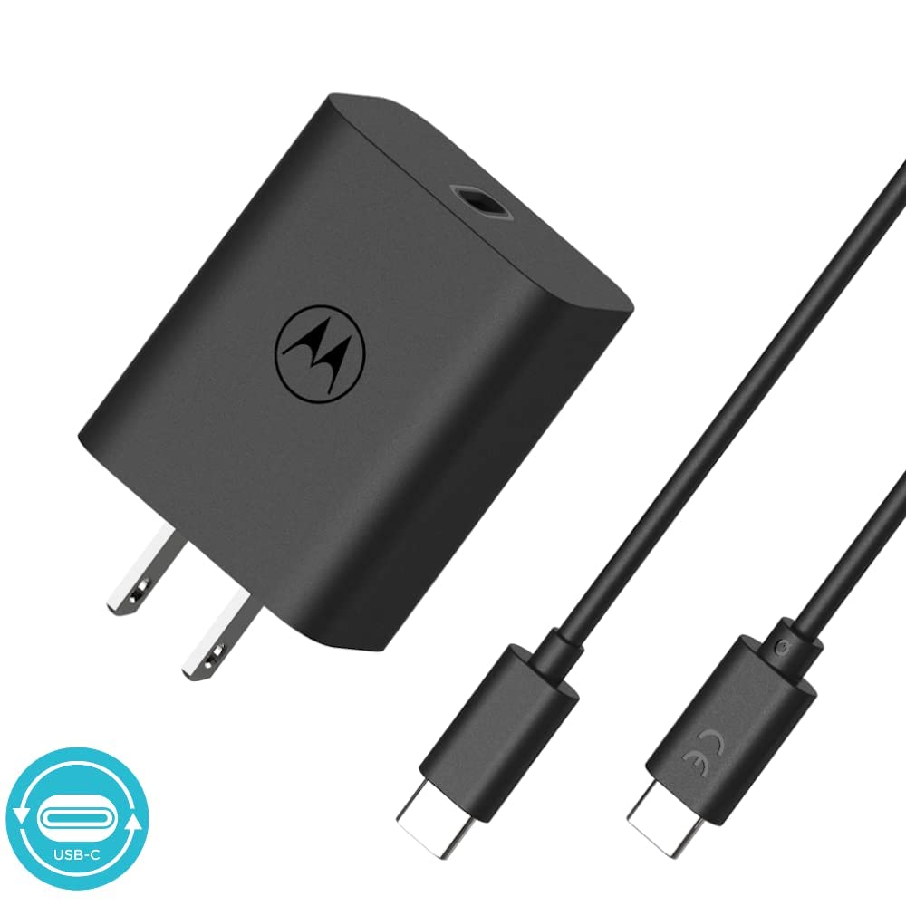 Motorola Turbopower 30 Usb-C Charger With 1M Usb-C To Usb-C Cable For Moto G Power 5G (2024), Motorola Edge 5G Uw, Edge+ (2022/2