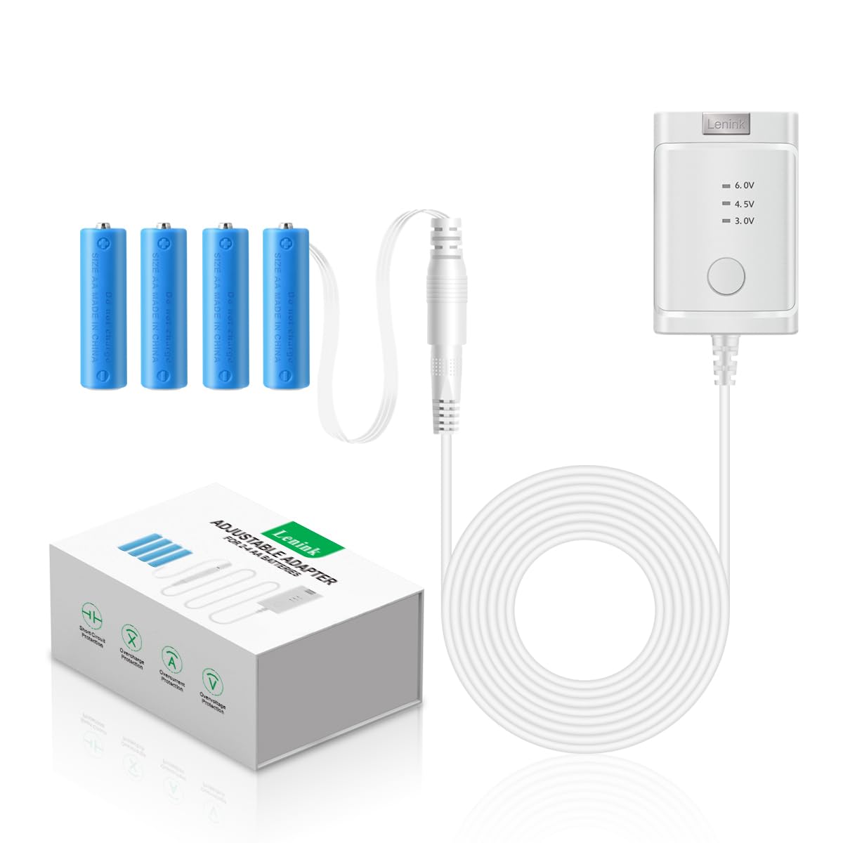 Lenink Adjustable Ac Power Supply Adapter For Aa Batteries, 3V To 6V, Led Lights & Decorations (White)