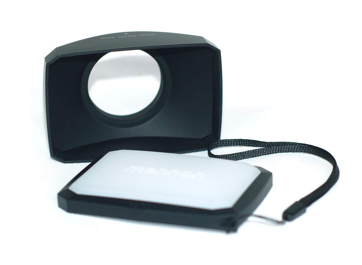 43Mm 16:9 Screw Mount Rectangular Wide Angle Lens Hood + W/B Cap For Canon Vixia Hf R80 R82 R800 R72 R700 R70 R600 R62 R60 Hg10