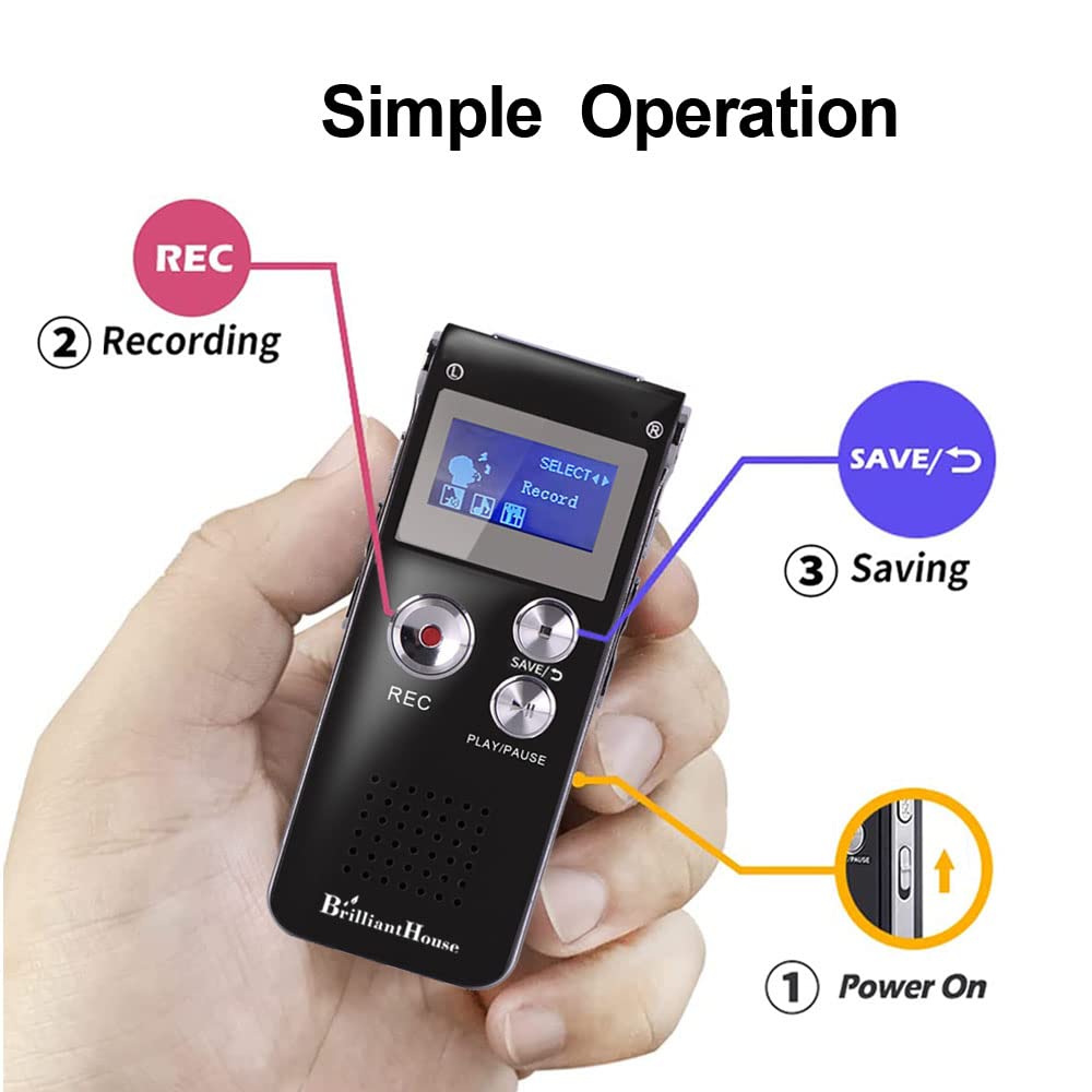 16Gb Digital Voice Recorder Voice Activated Recorder With Playback 3072Kbps Upgraded Portable Tape Recorder For Lectures Meeting