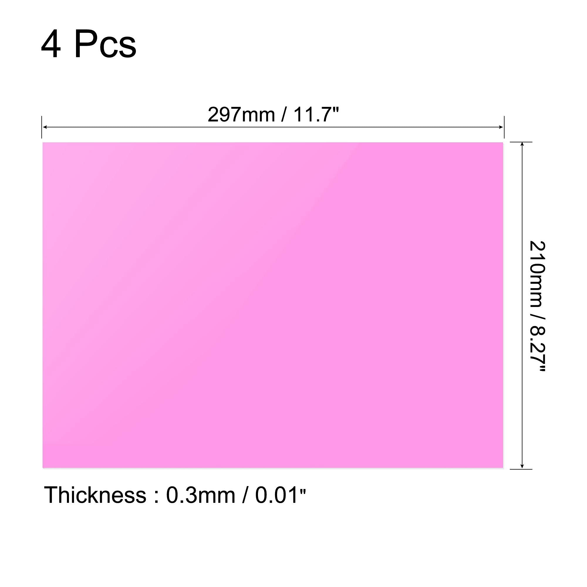 Uxcell 4Pcs Gel Light Lighting Filter Overlay Transparent Color Correction Plastic Pvc Sheets Pink