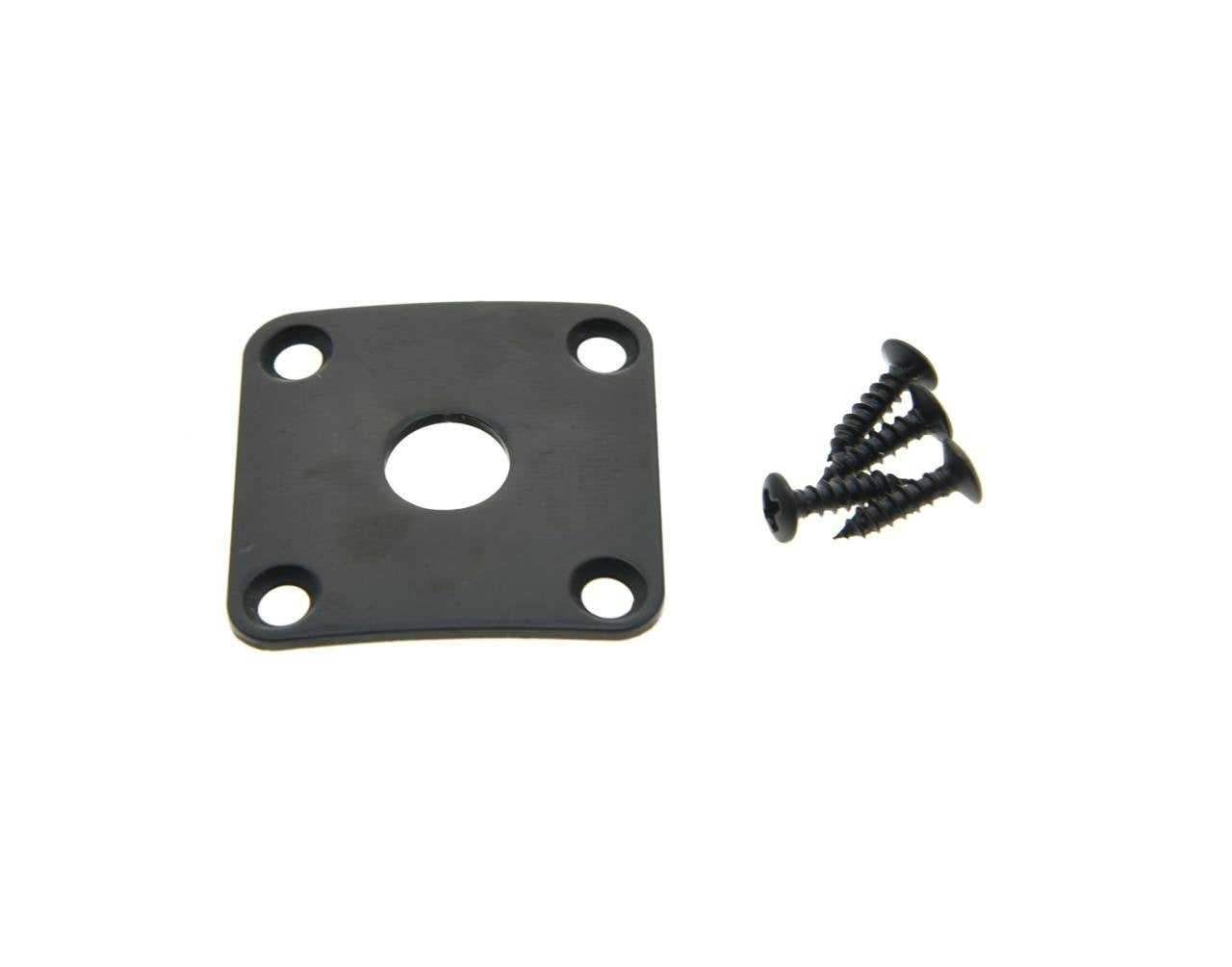 KAISH Black Metal Curved Bottom Jack Plate Curved Base Square Jackplate for Les Paul LP Guitars
