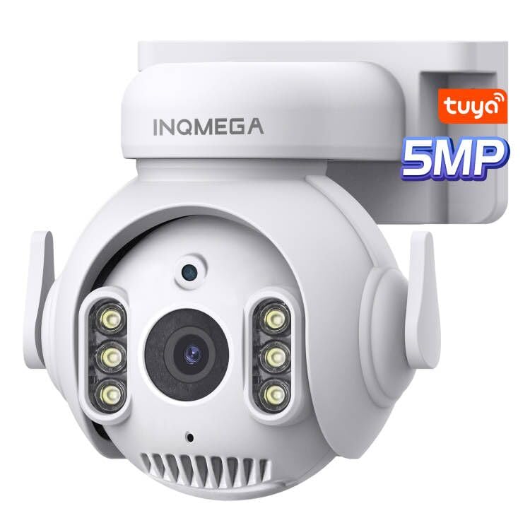 Inqmega 5Mp Tuya Smart Camera,Security Home Surveillance Camera With 2.4G Wifi,2 Way Audio, Full Color Night Vision, Waterproof,