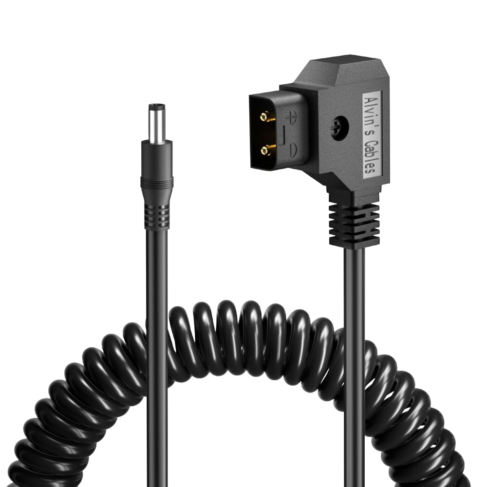 Alvin'S Cables D Tap To Dc 2.1Mm Coiled Cable For Blackmagic Design Video Assist, Atomos Shogun, Smallhd 702 Monitor