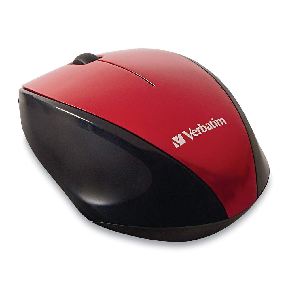 Verbatim Wireless Multi Trac Mouse 2.4Ghz With Nano Receiver   Ergonomic, Blue Led, Portable Mouse For Mac And Windows   Red