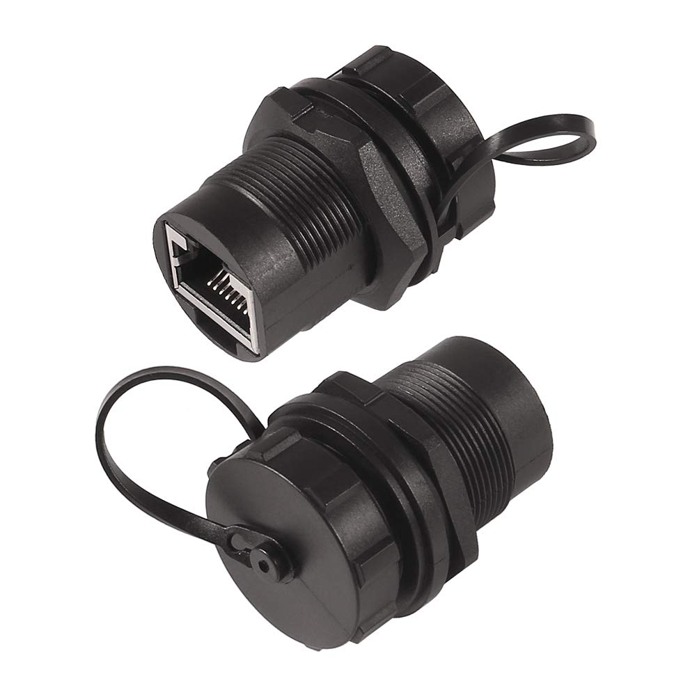 Umlife 2Pcs Ethernet Lan Cable Connector Cat5/5E/6 Rj45 8P Shielded Industrial Panel Mount Bulkhead Feed Thru Coupler With Waterproof Ip67 Dustproof Cap Outdoor Industrial Standard