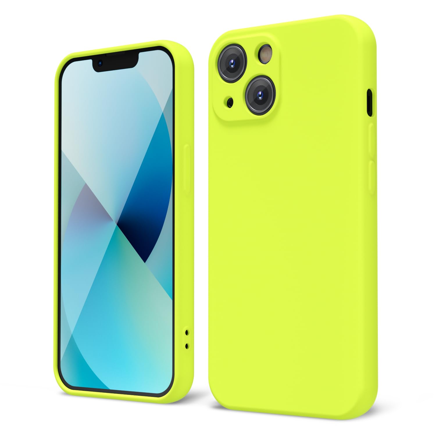 Oakxco For Iphone 13 Mini Phone Case Liquid Silicone, Fluorescent Bright Solid Color, Cute Thin Slim Soft Rubber Tpu Plain Smoot