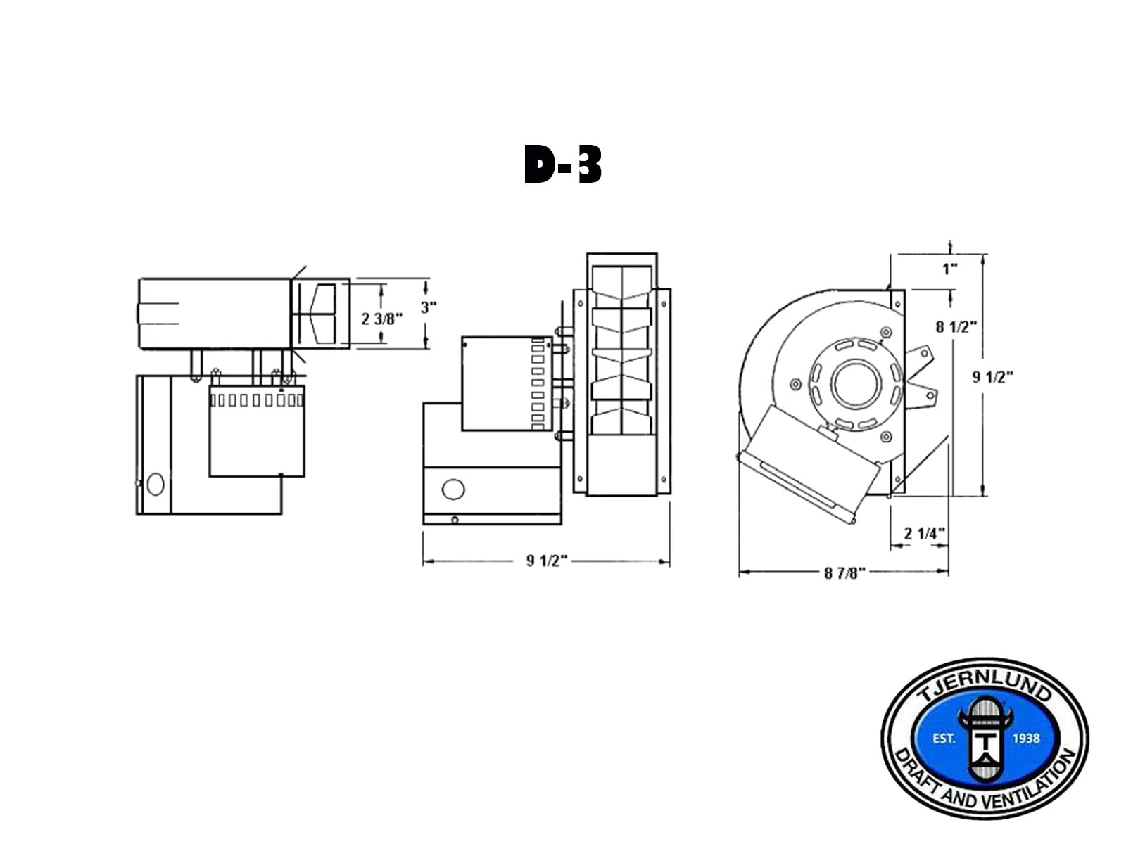 Tjernlund D 3 Inline Draft Inducer Fan For Vertical Vent Systems For All Fuels