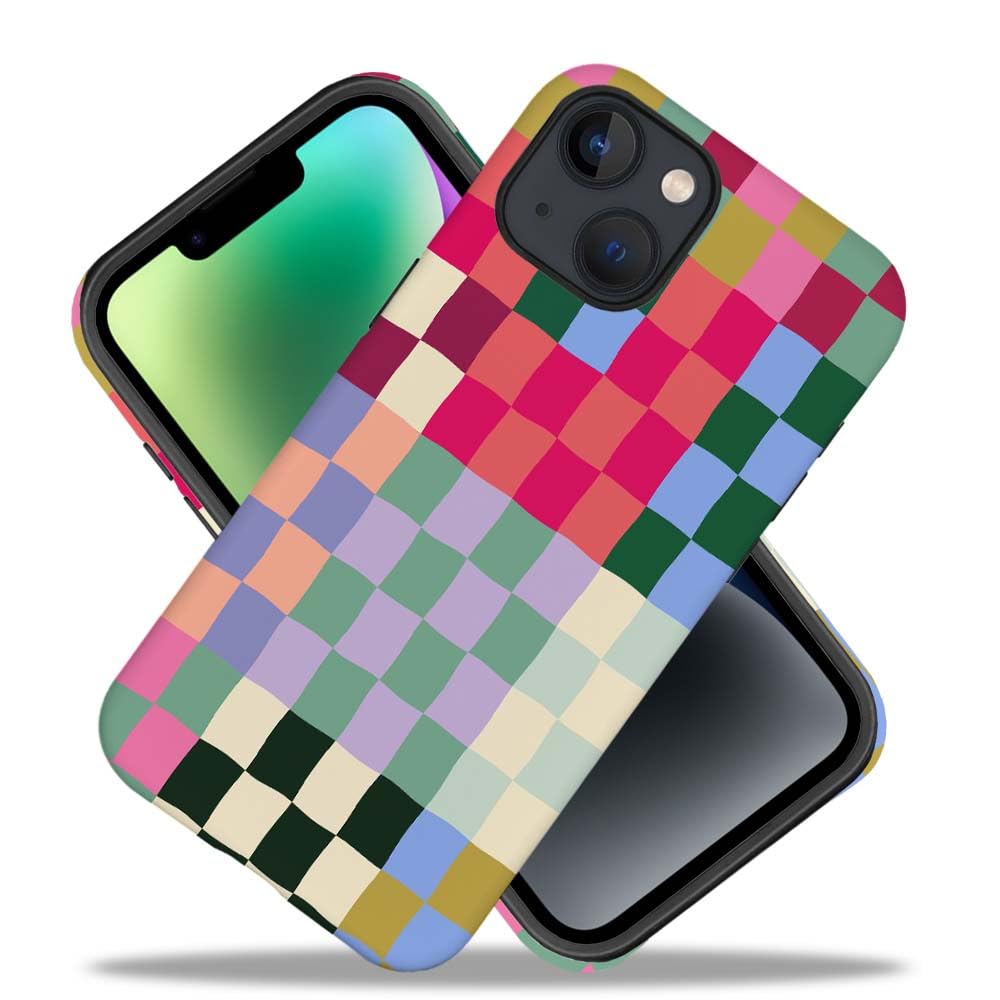 Seized Case Compatible With For Iphone 14,Colorful Checkerboard Phone Case For Girl Women Boy Men,Durable Protection Case For Ip