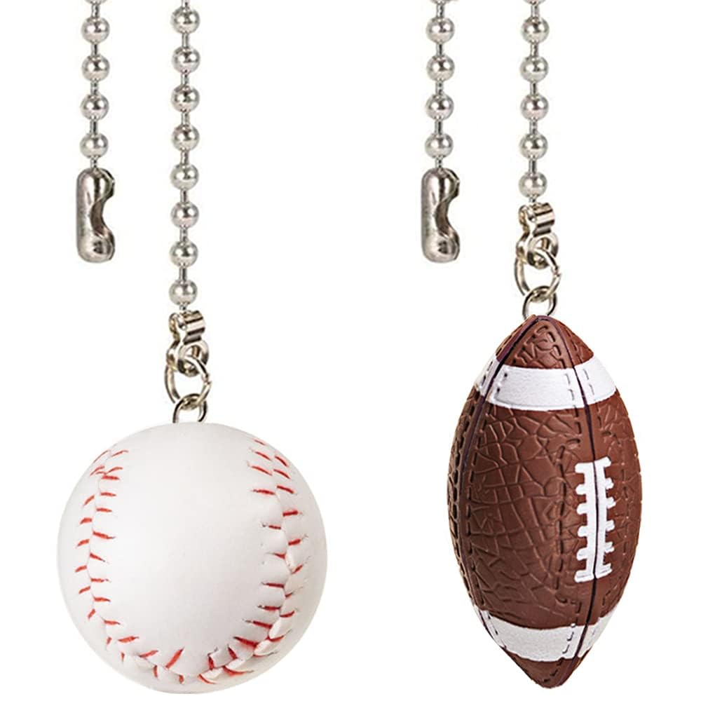 Akahttbn Ceiling Fan Chain Pulls Decorative Extension 12 Inches Baseball And Football Extender Ornaments Pendant Fan Pulls Set F