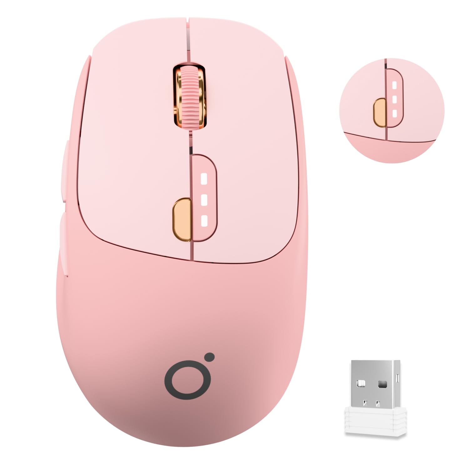 EWEADN Q5 Wireless Mouse, BT5.0 & 2.4G Computer Mice with Visible Battery Indicator, 1600 DPI, Rechargeable Bluetooth Mouse, 6 B