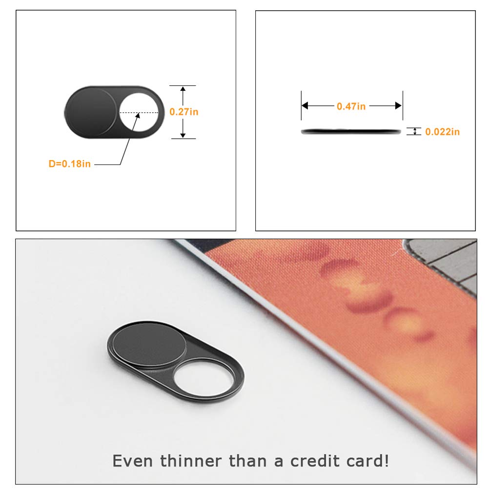 Webcam Cover Slide 0.027In Ultra Thin Metal Magnet Web Camera Cover For Macbook Pro Laptops Smartphone Mac Pc Tablets For Echo S