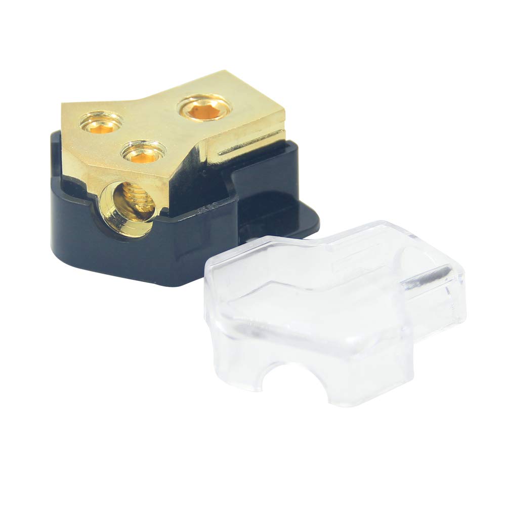 Zookoto 0/2/4 Gauge In 4/8/10 Gauge Out Amp Power Distribution Block Car Audio Splitter 2 Way Outputs Power Distributor Block Fu