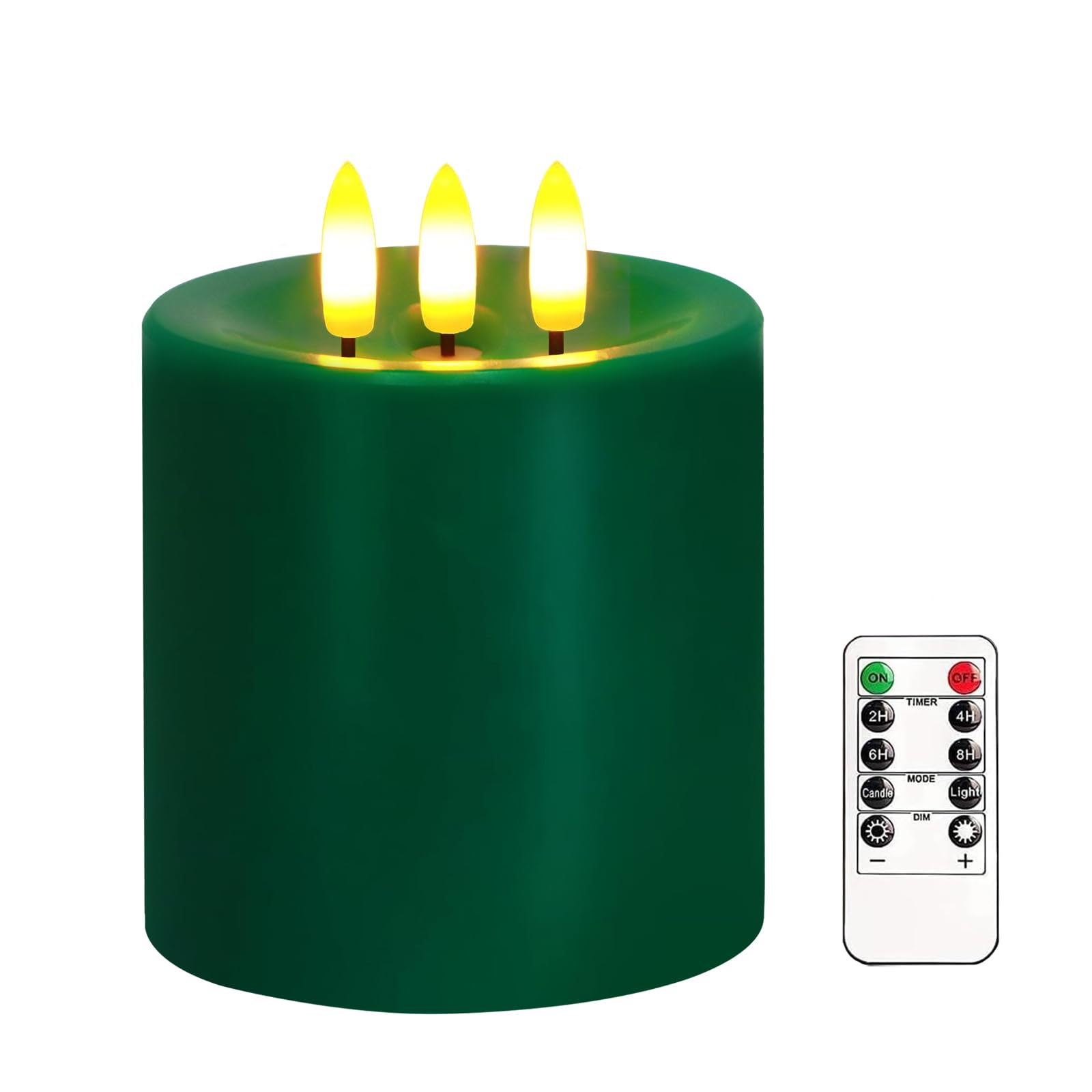 Large 3 Wick Flameless Candles, 4x4 Flickering LED Candles with Remote & Timer, Dimmable Real Wax Pillar Candles Battery Operate