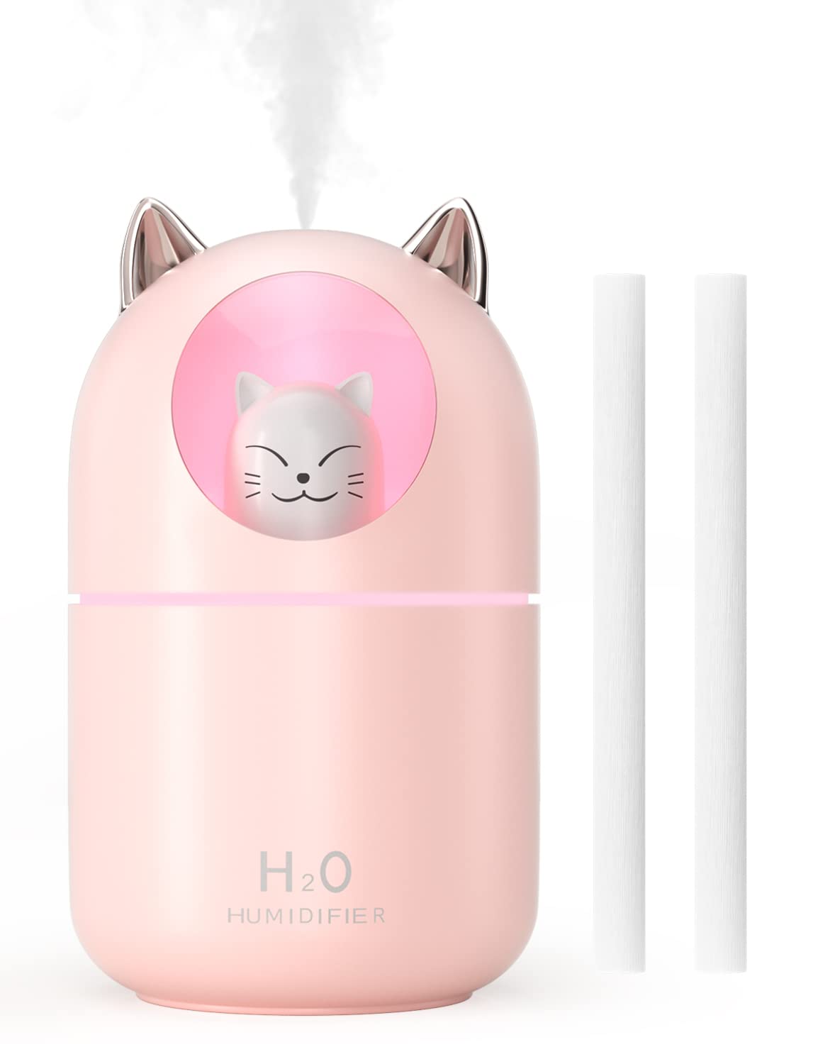 Norhom Cool Mist Humidifier, 300Ml Mini Humidifiers With Night Light, 20Db Quiet Humidifiers For Bedroom, Waterless Auto Off Air