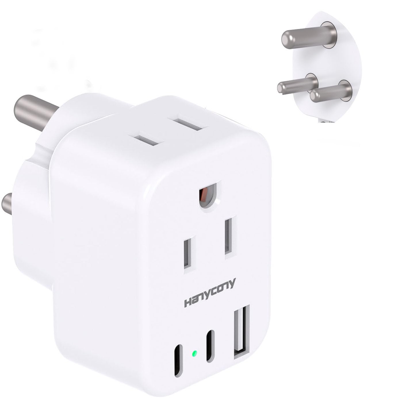 Us To India Plug Adapter, Type D Travel Adapter With 4 Outlets 4 Usb Ports(2 Usb C), India Power Travel Adapter For Usa To India