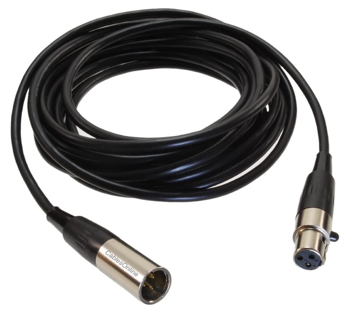 Cablesonline 10Ft Mini Xlr 3 Pin Male To Mini Xlr 3 Pin Female Pro Microphone Cable, Xm 010
